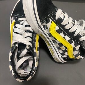 Vans Kids Checkerboard Low-Top Sneakers in Black, White & Yellow